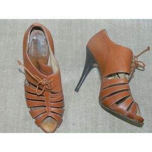 Guiseppe Zanotti Shoe Size 8 EU 38 Brown Cage Open Toe Zip Back Brown Heel